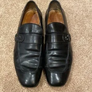 Gucci mens loafer drivers slip on shoes GG logo black leather $795 Gucci Soft Clove Calfskin Mens Horsebit Driver Loafers 9  main image 4